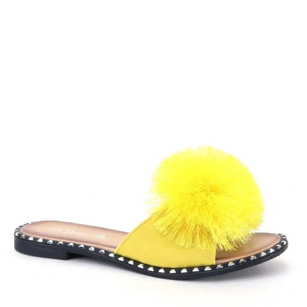 BACK IN STOCK Yellow Poof Slip-On Mule‎ Sandals